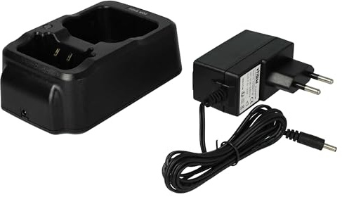 vhbw Caricabatterie doppio compatibile con TETRA CASSIDIAN THR9 batterie per radio - Stazione di ricarica + alimentatore, 4,2V, 0,5-0,8A