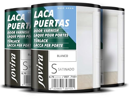 JOVIRA PINTURAS SMALTO LACA PORTE D'acqua Satinato, Rinnova e decora le porte e i mobili in legno (3x750 Millilitri, Bianco).E-12-3
