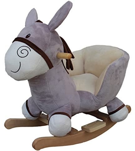 Plush Cute DONKEY Rocking Chair on Wooden Rockers with Sound Effects