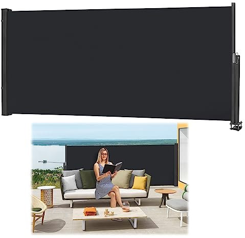 JOIEYOU Tenda da sole laterale allungabile, frangivista, parasole laterale, con maniglia, per terrazza e giardino, balcone (120 x 300 cm, antracite)