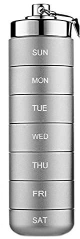 Tablettenbox 7 Tage,Pillendose 7 Fächer,Aluminium Wasserdichte Pillenflasche Klein Medikamentendose Tagemedikamentenbox Leicht Zu Öffnen BPA-freie Tablettendose 7 Tage für Unterwegs Sport Camping