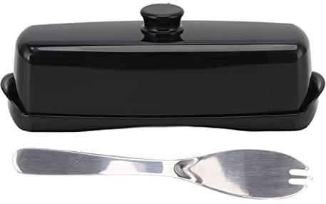 Beurrier avec Couvercle, Récipient à Beurre en Plastique avec Cuillère à Beurre pour Réfrigérateur de Comptoir(Noir)