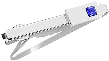 Epinki Krawattennadel Personalisiert, Rechteck Krawattennadel Modern mit Zirkonia Blau, Krawattenklammer Tie Clip Silber für Unternehmen