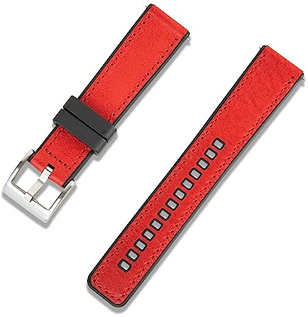 Crafter Blue UL03 Straight End Hybrid FKM Rubber Watch Strap Replacement Band for All 20mm Width Lug Watches, Racing Red