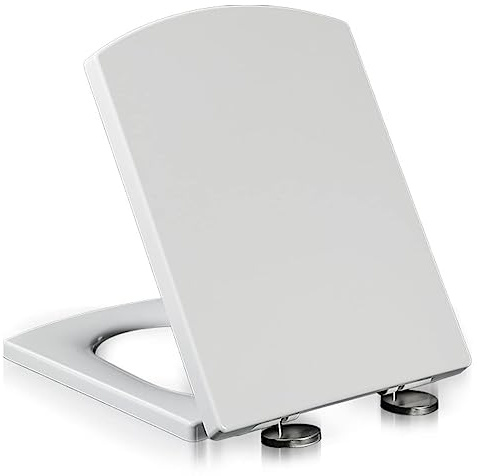 Square Sedile WC Soft Close Tavoletta WC, Toilet Seat Copriwater in Materiale Termoindurente,Tavoletta Water con Cerniere Fissaggio Dall'alto,B