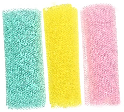 Redes Exfoliantes Africanas para Baño y Ducha, 3 Piezas de Chinlon | Formato Largo para Espalda, Uso en Casa o Viaje, Limpieza y Arrastre de Cutículas