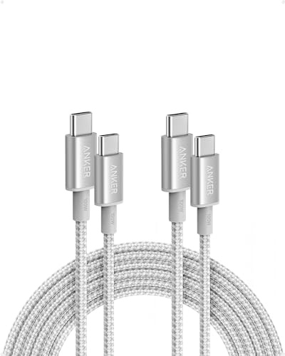 Anker USB C to USB C Cable, 2-Pack 10 FT (3 m) Type C 100W Charger Cord, Fast Charging for iPhone 17 Series, MacBook Pro 2020, Pixel, and More (Silver, Not for Video Output)