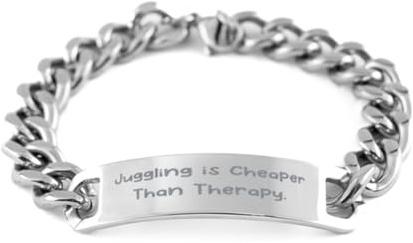 Fun Juggling Gifts, Juggling is Cheaper Than Therapy, Juggling Cuban Chain Bracelet From Friends, Gifts For Friends, Juggling balls, Juggling clubs, Juggling props, Juggling equipment