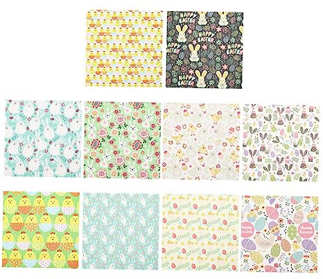 NUOBESTY 10stücke Teiliges Ostern Baumwollstoff Für Digitale Drucke Mit Eiern Und Kaninchen Material Für Patchwork Bastelprojekte Und Dekorationen