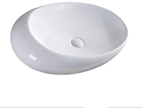 NOALED Waschtisch-Waschbecken, oval, modern, eiförmig, Keramik-Waschbecken, über der Theke, Badezimmer-Waschtischschüssel, Aufsatz-Waschbecken für Toilette, Waschtisch-Waschbecken ()