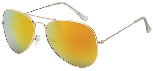 BEZLIT Herren Piloten Sonnen Brille Designer Metallrahmen 30573 (Rot Gelb Verspiegelt)