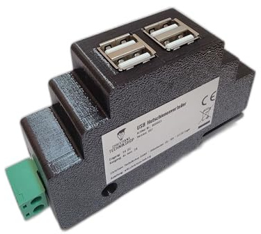CTS 4-fach USB Hutschienenverteiler für Zählerschrank Schaltschrank | Versorgt bis zu vier USB-Geräte gleichzeitig mit Strom, Montage auf Standard-Hutschiene, robuste und platzsparende Bauform