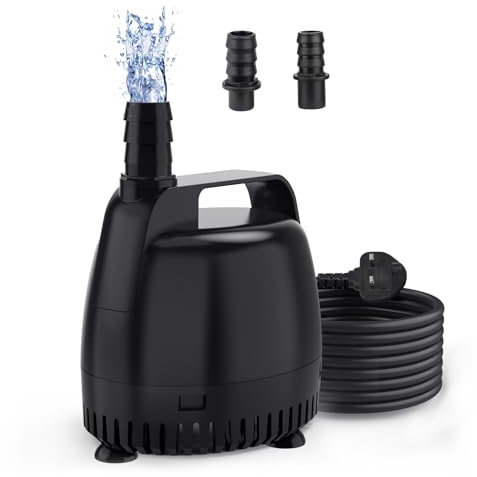 hygger Water Pump for Water Feature,1000L/H Submersible Water Pump for Fountain Pond Hydroponic Statuary Waterfall,18W Aquarium Water Change Pump with 2 Nozzles