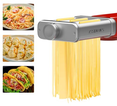 Set per tagliatella KVC/KVL Kenwood per robot da cucina e macchina per la pasta 3 in 1, in acciaio inox, con rullo per spaghetti e tagliaverdure per la pasta, per Kenwood