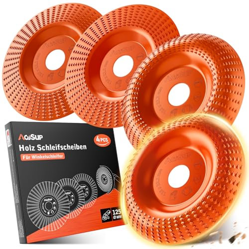 AojSup 4 Pezzi Intaglio Legno Mola Disco Abrasivo Ø125mm x 22.2mm- Smerigliatrice Angolare Disco per Levigatura Lucidatura Intaglio e Modellatura