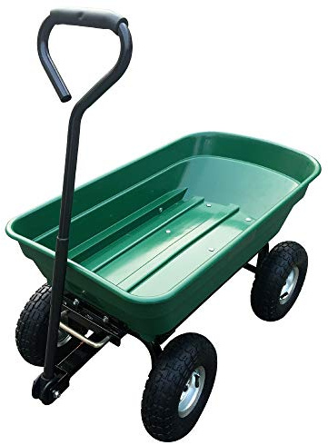 Herzberg,HG8028-75-GRE, Hand-Gartenwagen, Tragfähigkeit 200 kg, langlebige Stahlkonstruktion, 4 Räder für Stabilität, einfache Montage, optimale Manövrierbarkeit, 75L, grün