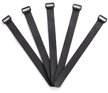 Bridas de con ojales, 30 cm de largo, 2 cm de ancho, para guardar con seguridad cables y cordones, paquete de 5, negro