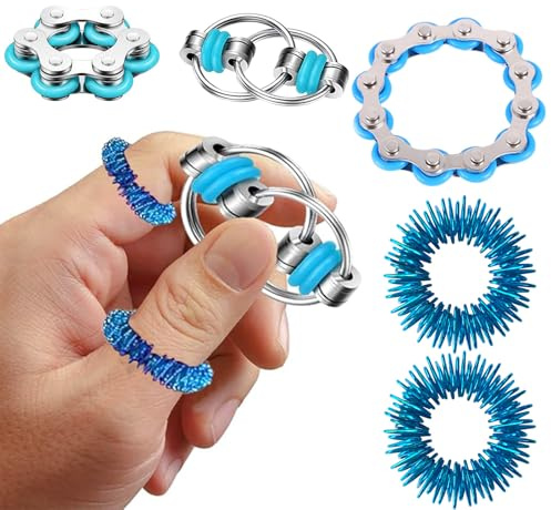 AHEJIOO Anti Stress Spielzeug - 5-teiliges Set für Kinder und Erwachsene, Fidget Toys für Konzentration und Entspannung, Blau