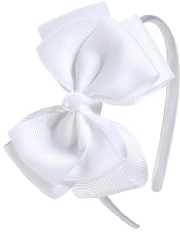 Amybasic Double-Layered Cute Bow Headbands for Girls & Toddlers – Multicolor, Stylish & Comfortable（White）