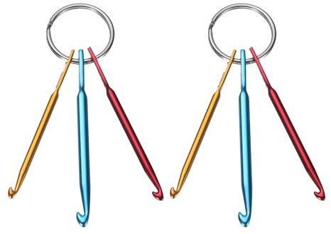 QUARKZMAN 2 set aluminium nyckelring virknål mini blandade små virknålar mångfärgade vävverktyg för nybörjare vuxna