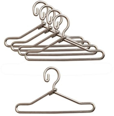 Anevous 30 Stück Puppenhalter, 4cm x 2.2cm Mini-kleiderbügel, Mädchenpuppenaufhänger, Minipuppenaufhänger, Puppenkleidung,szubehör, Spielzeugaufhänger für Bjd-Puppen Puppenkleidung,Silber