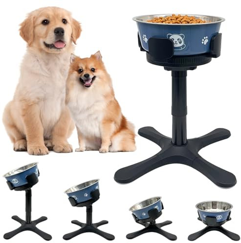 Infreecs Raised Dog Bowl, Elevated Dog Bowls Stand with Stainless Steel Dog Food Bowl, Heights and Tilted Adjustable, Non-Slip, Pet Bowls For Small/Medium/Large Dog