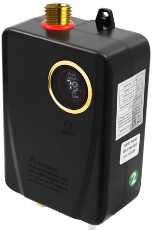 Chauffe-eau électrique instantané 3,5 kW 220 V - Chauffe-eau avec affichage de la température LED et pommeau de douche - Connecteur en laiton - Peut être utilisé dans la cuisine, le balcon, les