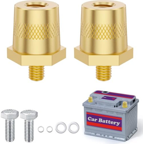 CTCEHL Morsetti Batteria Auto M8,1 Coppia di Adattatori per Batteria,Adattatori Positivo Negativo,con 2 Viti e Rondelle in Acciaio Inox per Batterie Auto