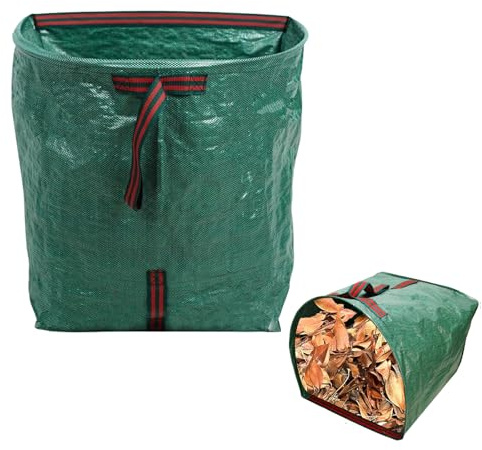 LUMOOM Gartenabfallsack 150L, Gartensack Laubsack, Grünschnittsack, Gartenabfallsack stabil, Grassack mit Griffe, Gartenabfallbehälter faltbar, Behälter für Gartenabfälle