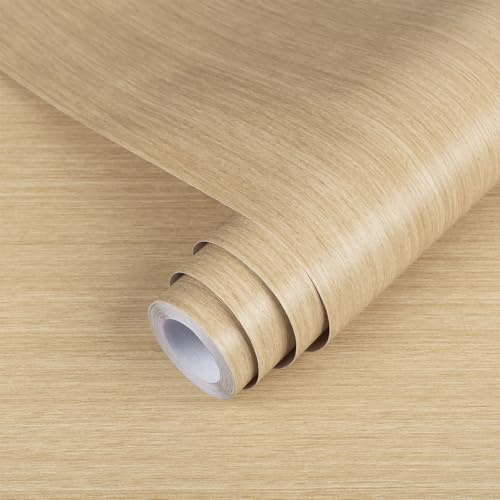 Hode Klebefolie Möbel Holzoptik Möbelfolie Selbstklebend Folie Holz Tapete | 30X200cm Holz Folie für Möbel Fensterbank Küche Schränke Schublade Küchenrückwand Badmöbel DIY Selbstklebende Hellbraun