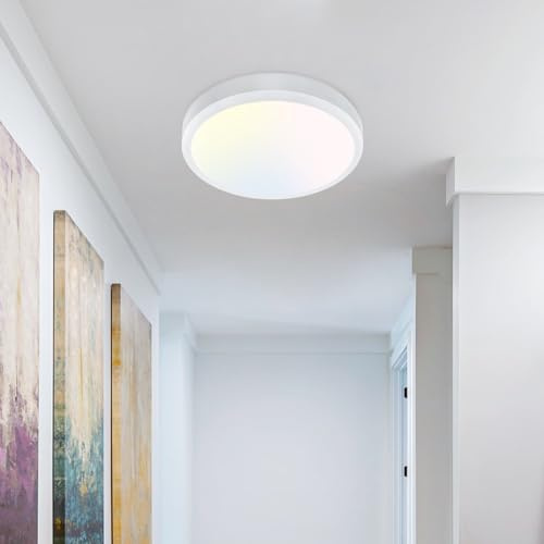 zemty 3Farben 3000/4000/6500K LED Deckenleuchte Flach, 8W 900LM Ø12cm Deckenleuchten, Rund Ultra Dünn Deckenlampe LED Lampen Deckenlampen,Deckenbeleuchtung für Badezimmer,Küche