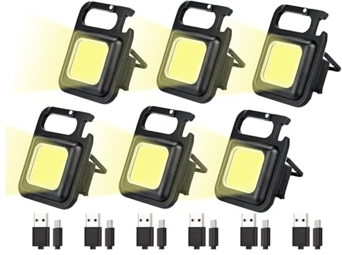 6 Stücke Mini LED Inspektionsleuchten, Notlicht mit USB Aufladen Tragbare Taschenlampe Arbeitslampe 1000 Lumen Magnetisches Wasserdicht Mechanikerlicht Tragbare für Notbeleuchtu Camping Reparatur
