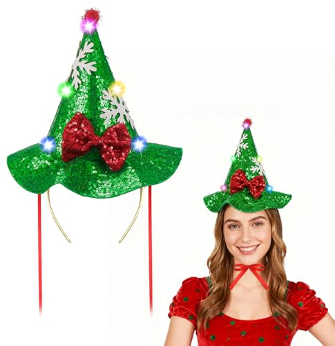 Leuchtende Weihnachtsbaum Hut mit 3 Modi, LED Tannenbaum Hut Leuchtende Weihnachtsmütze, Lustige Weihnachtsbaum Mütze Weihnachtsbaumhut Lustige Weihnachtshut Erwachsene für Weihnachtsparty Verkleidung