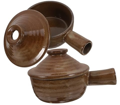 Alipis 2 Pezzi Casseruola in Terracotta con Pentola da Forno per Stufati Zuppe e Cottura Cinese Pentola in Antiaderente