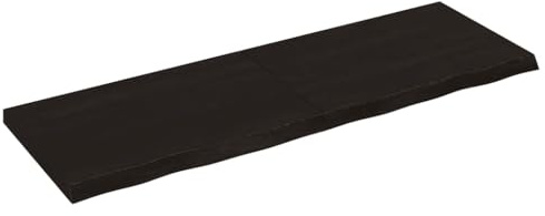 Hoopleep Dunkelbraun Tischplatte Massivholz Eiche 120x40x(2-4) cm, Klappbar, Naturkante, Gebeizt Holzplatte für Schreibtisch, Esstisch, Werkbank, Holztischplatte