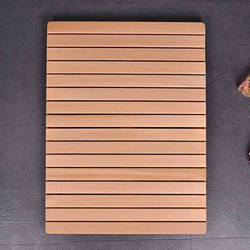 Tapis de bain en teck imperméable et antidérapant de qualité commerciale pour salle de bain, piscine, intérieur/extérieur, finition élégante en bois naturel