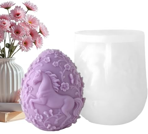 Molde de huevo 3D | 3D y forma de huevo en relieve | Moldes de silicona resistentes al calor para velas de Pascua | Para la aplicación con chocolate, caramelos, fondant, hornear, jabón y bricolaje