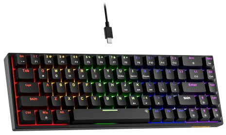 NEWMEN GM682 Kabelgebundene mechanische Tastatur, 60 % Prozent | Kabelgebundene mechanische Tastatur, 60 % % Gaming-Tastatur, 68 Tasten, kompakt, LED-Hintergrundbeleuchtung, USB C