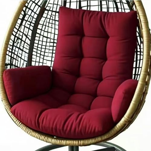 Generico Cuscino per Sedia Sospesa da Esterno,Cuscino per Sedia a Forma di Uovo,Lavabile Cuscino per Sedia a Dondolo, Addensato Cuscino da Giardino per Uso Interno,Sedia in Rattan,Burgundy