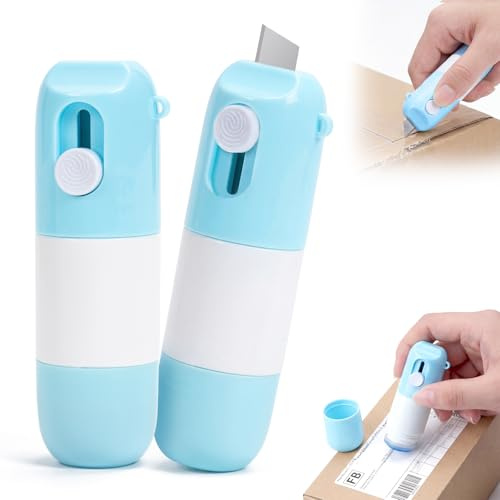 2PCS Thermal Paper Eraser Pen & Box Cutter,2-in-1 Thermal Paper Correction Fluid Privacy Wipe Tool,Privacy Wipe Box Cutters,One Smear Printed Text Covering for Labels,Addresses