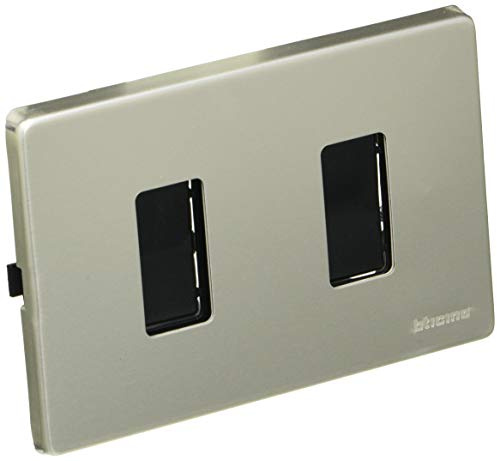 BTicino S503/12XS Magic Kit, Soporte y Baño, 2 Módulos, Aluminio Oxidal