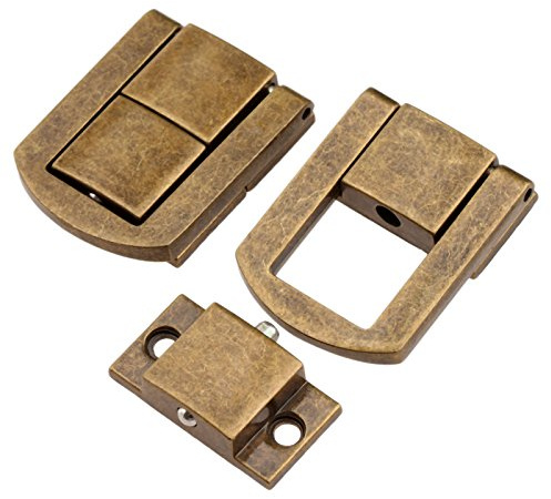 5Pcs 1.18x 0.94 Antique Brass Hasp Wood Chest Lock Latch Clasp with Screws for Jewellery Box Suitcase Decoration, Antique Brass | Retro Style Iron Small Box Hasp Latch with Screws for Jewelry Box Suitcase Chest Wood Case Gift Box Chest DIY Projects