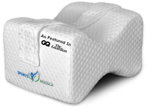 Sports Medica Knee Pillow - Washable Cover Memory Foam Leg Pillow for Sleeping on Side - Doctor Developed eHandbook - Sleeping on Back - Hip Support and Alignment, Pain Relief - Side Sleeper cushion