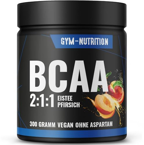 BCAA Pulver Ice Tea Peach hochdosiert - 2:1:1 mit 13.000mg pro Portion - Essentielle Aminosäuren Leucin, Isoleucin, Valin - Leckerer Geschmack - Vegan & in Deutschland produziert