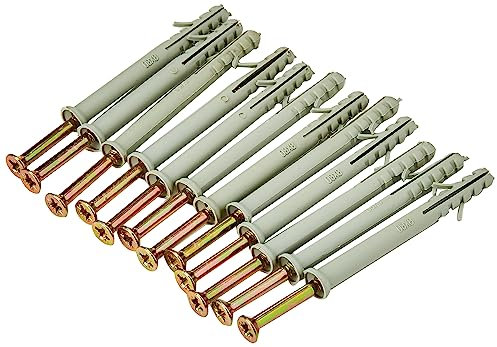 Bulk Hardware, BH05911 vite per muro con tassello in nylon, M8 x 80 mm (0,8 cm x 7,9 cm), confezione da 12, bianco, BH05911