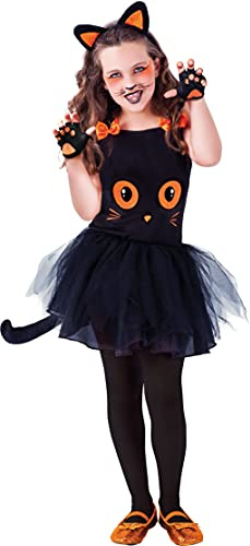 Rubies Disfraz Gatita negra tutuween para niña, Top impreso de gata color negro, diadema, tutu con cola y medias, Original, Ideal para halloween, carnaval y cumpleaños