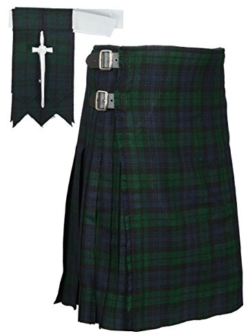 Traditional Scottish Black Watch 8 Yard Tartan Kilt 40