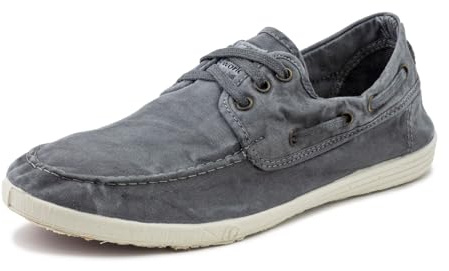 Natural World Eco Nauticos Hombre | 303e Old Elbrus | Zapatos Verano | Calzado Sostenible y Casual (Gris, 45)