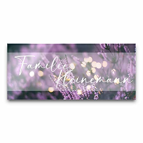 Edles Türschild mit Namen für die Haustür | Namensschild Briefkasten-Schild selbstklebend oder mit Bohrlöcher Klingelschild mit kratzfestem UV Druck | Größe ab 8x3,5 cm bunte Türschilder