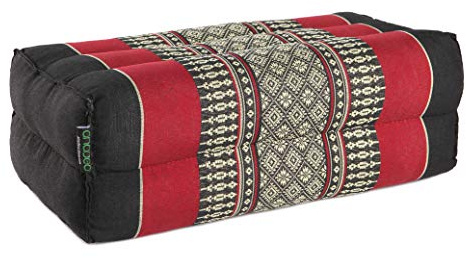 ANADEO YogaProducts Coussin de Yoga et Méditation en Kapok Naturel - Noir Rouge - Confort Optimal et Facile à Transporter